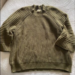 Maeve, green ish, mock neck sweater